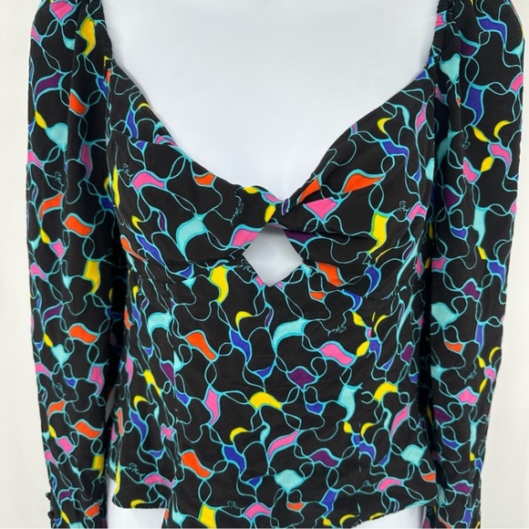 Staud Blouse Long Sleeve Multicolor Size 4 Runs small Twist front with cutout - Picture 5 of 13